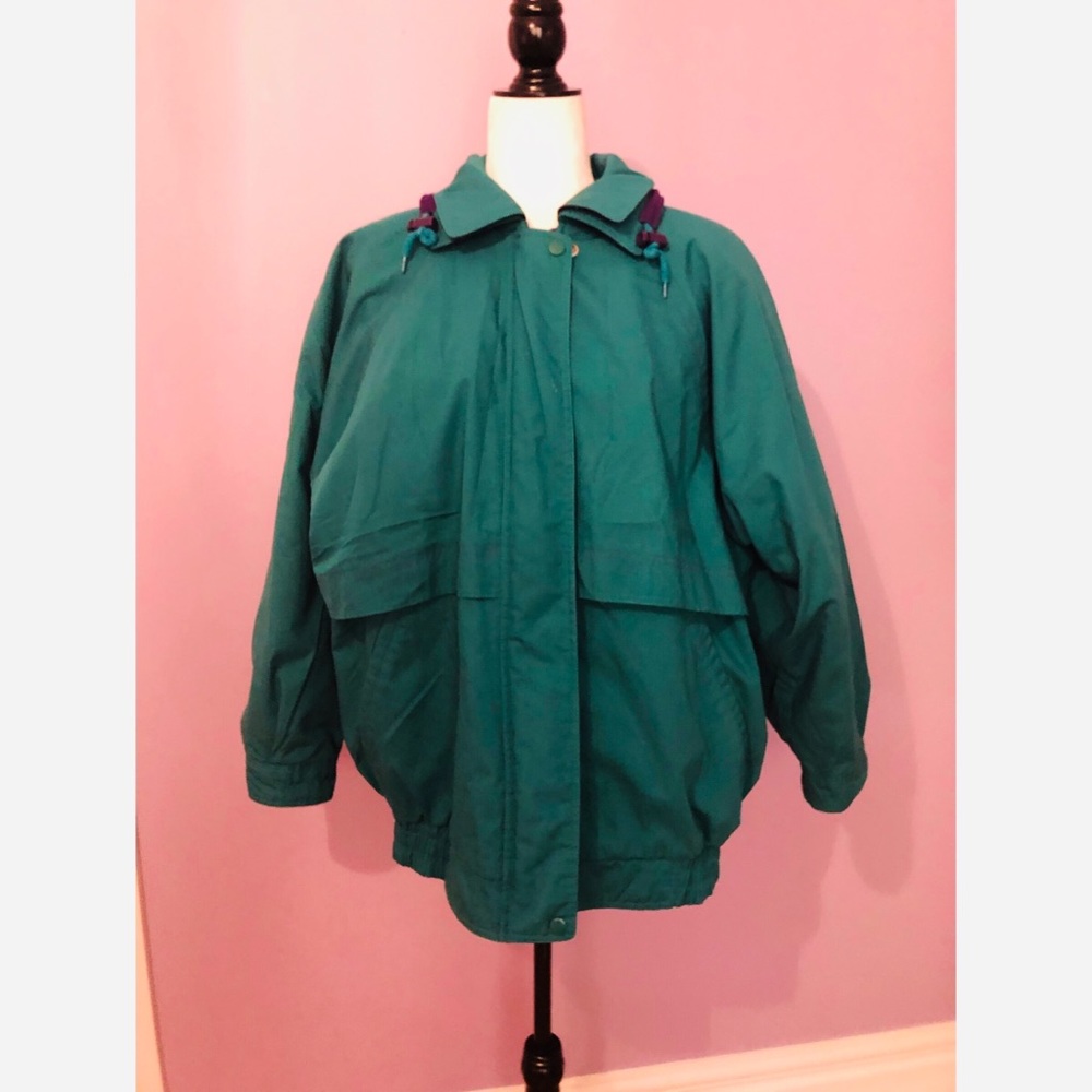London Fog Vintage Teal Coat with Plaid Lining